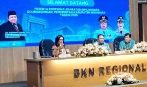 Ket Foto : Sekda Minahasa Dr. Lynda D. Watania saat membuka kegiatan Profiling ASN di Kantor Regional XI BKN Manado, Jumat (18/9/2026). (Istimewa)