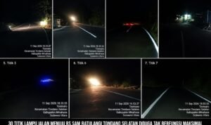 Penerangan jalan menuju RS dr. Sam Ratulangi, Tondano Selatan, Minahasa, disorot karena dinilai belum berfungsi optimal pada malam hari. ( Foto : Istimewa)